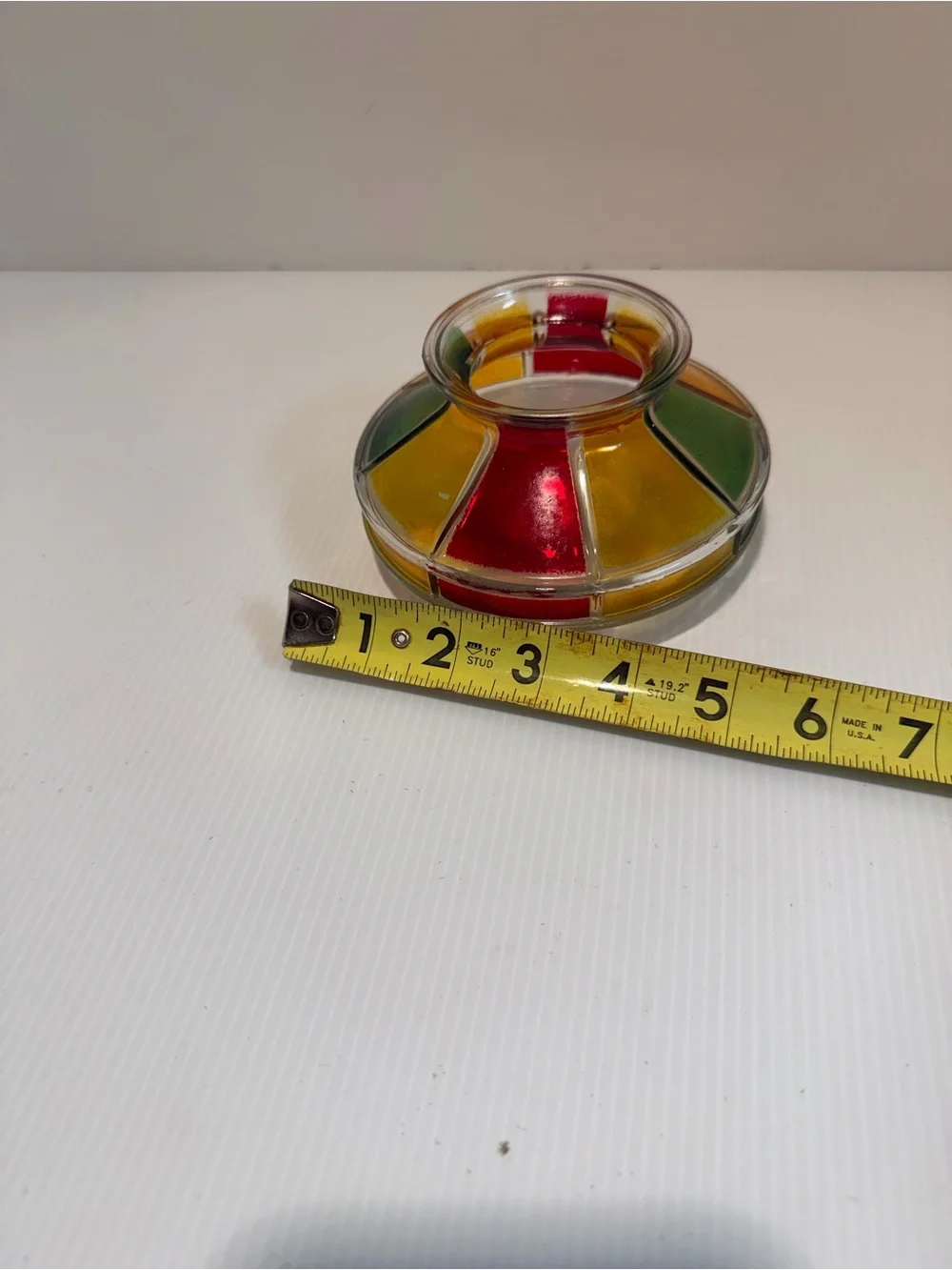 Vintage Mid-Century Multi-Color Paneled Glass Votive Tealight Candle Holder